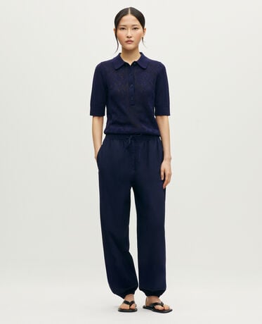 Pantalon style jogging en coton L680 blue iris